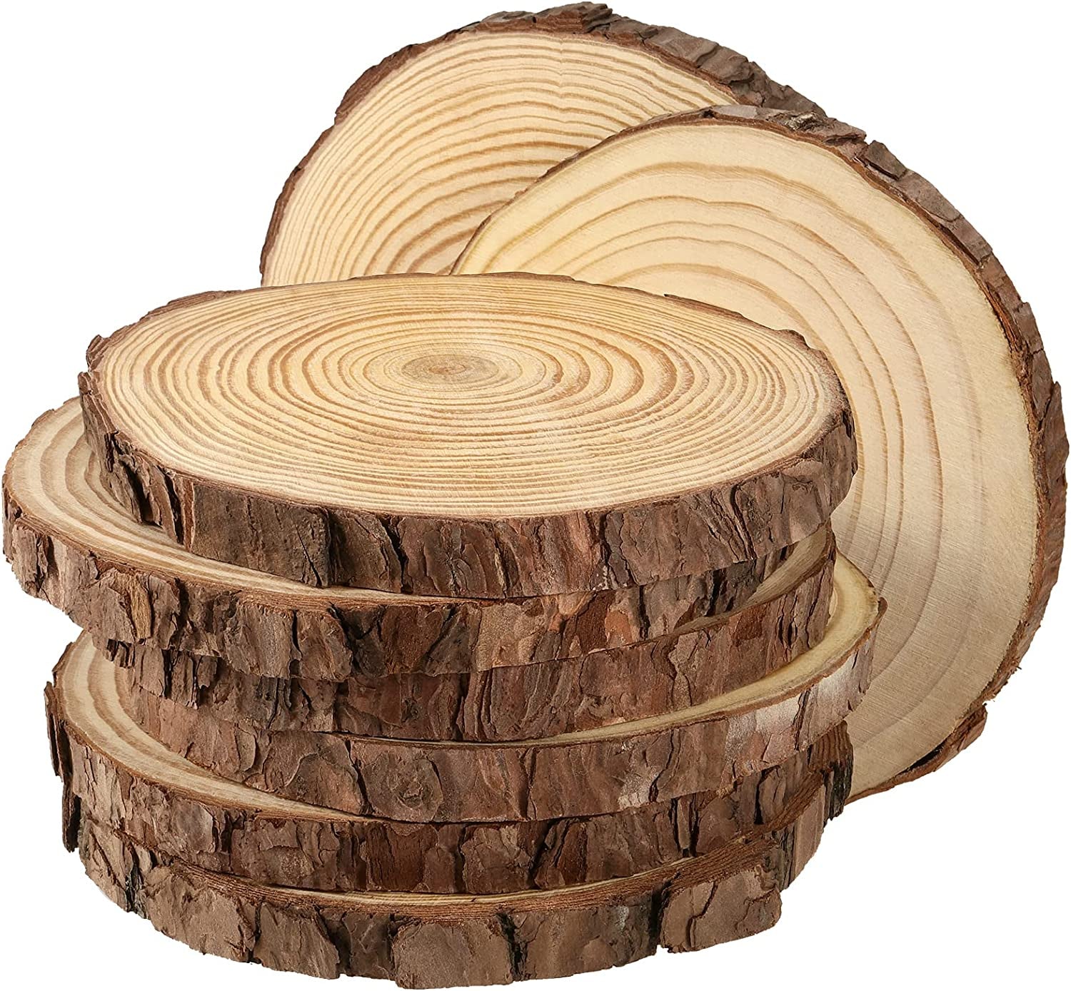 8 PCS 7-7.9 Inches Natural Unfinished Wood Slices, round Wooden